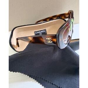 Vintage 2000s Auth CHANEL Tortoise 5054 SUNGLASSES Camellia y2k 90s rare retro